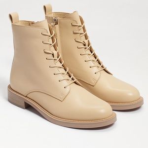 NWT Sam Edelman Nina Combat Boots in Eggshell Leather